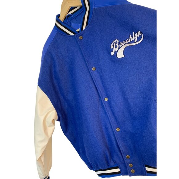 VTG Rare Steve & Barrys XXL Brooklyn Varsity Jacket Blue Wool RR10729 Mens - Picture 2 of 12